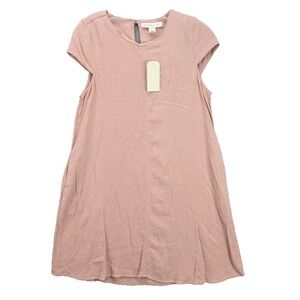 Monteau Los Angeles Linen Blend Cap Sleeve Knee Length Dress Lagenlook Small NWT